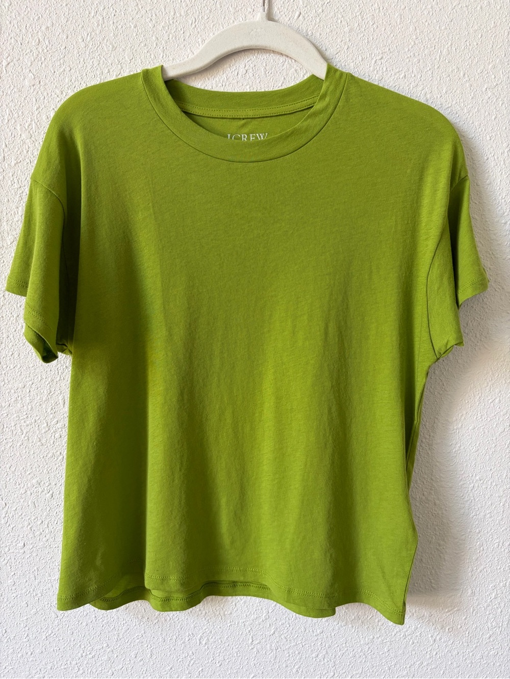 J Crew Feather Jersey Cropped T Shirt Green Size XS Colorful Casual Cotton